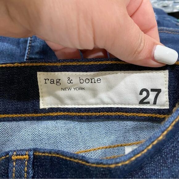 Rag & Bone 10" Ankle Skinny Cuffed Jeans Dark Wash Stretch Denim Sz 27 - Picture 6 of 10